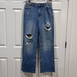 Garage Denim Jambe Wide Leg Distressed Jeans Size 9